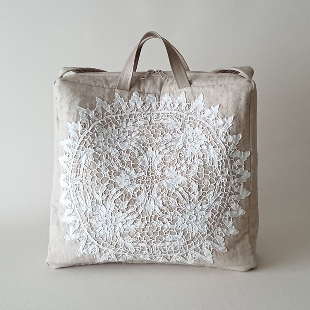 作家　フランスアンティーク　レース　布バッグ　2way 1点もの　ito 作家 フランスアンティーク レース 布バッグ 2way 1点もの ito