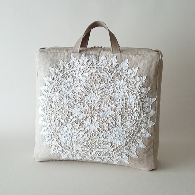 作家 フランスアンティーク レース 布バッグ 2way 1点もの ito antique