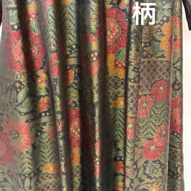 着物リメイク 大島紬花柄ロングワンピース ジャンパースカート 2WAY