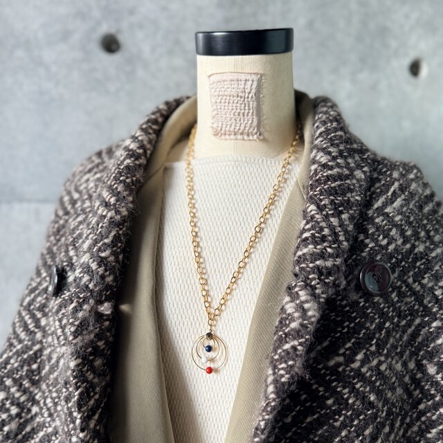 N310-ヴィンテージネックレス U.S.A. Geometric Triple Hoop Tricolor