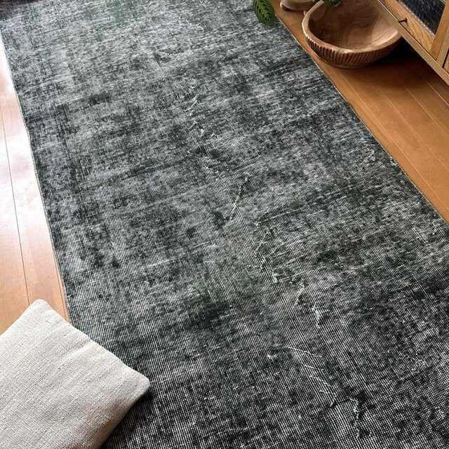 94.5×206ビリジアングリーン ワンカラーラグ トルコヴィンテージラグ