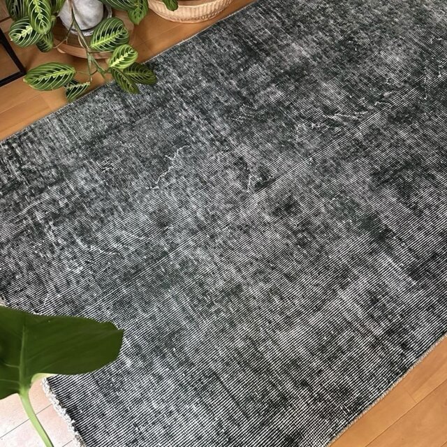 94.5×206ビリジアングリーン ワンカラーラグ トルコヴィンテージラグ