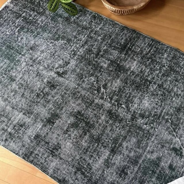 94.5×206ビリジアングリーン ワンカラーラグ トルコヴィンテージラグ