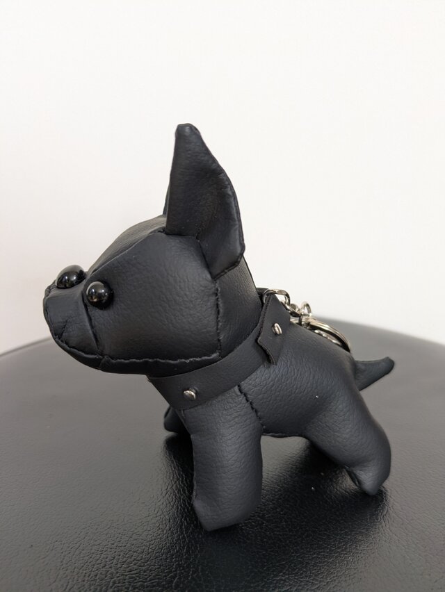 ぬいぐるみ☆キーホルダー☆フレンチブルドック☆合皮レザー☆黒