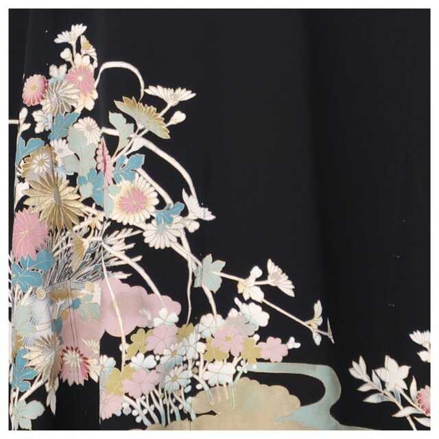 黒留からのワンピース ゆったり目 ドロップショルダー 着物リメイク