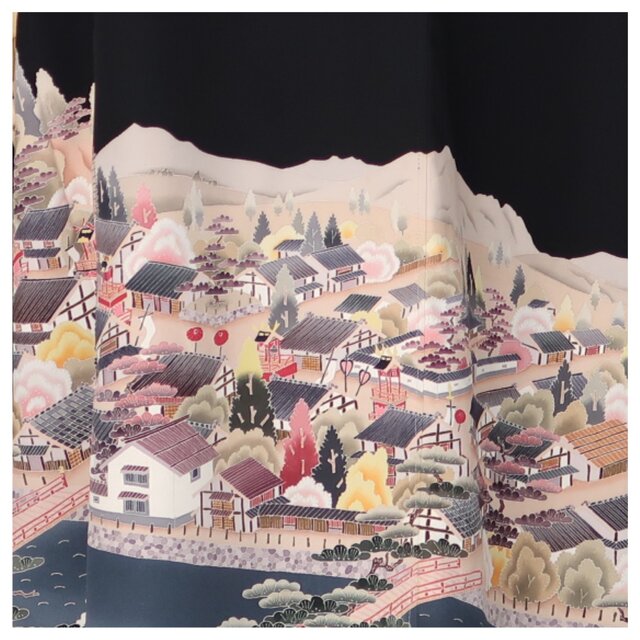 黒留からのワンピース ゆったり目 ドロップショルダー 着物リメイク