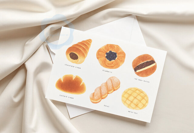 65）色鉛筆タッチのパン2 ポストカード 3枚セット | iichi 日々の