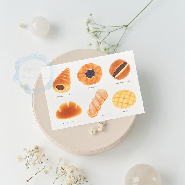 65）色鉛筆タッチのパン2 ポストカード 3枚セット | iichi 日々の