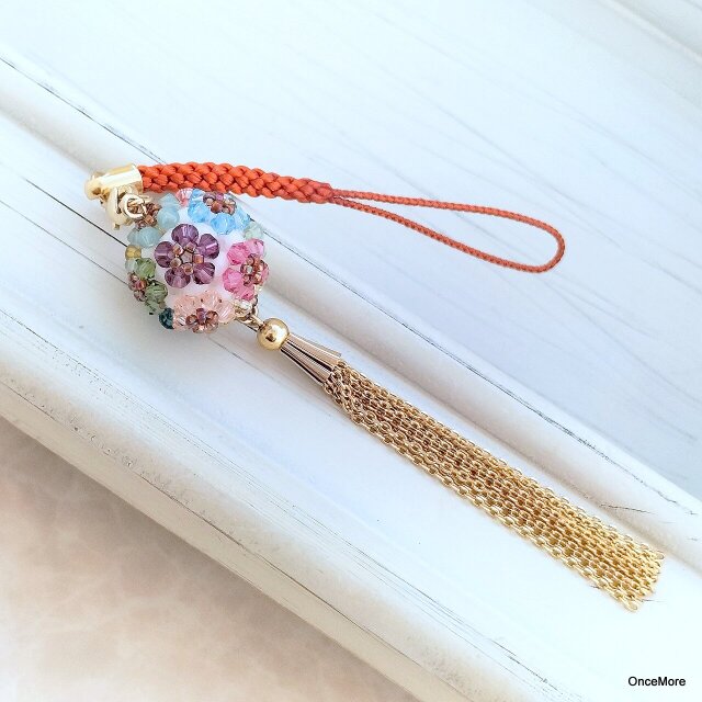 数量限定】花手毬の根付け・帯飾り6color（モノトーン）Ⅱ | iichi