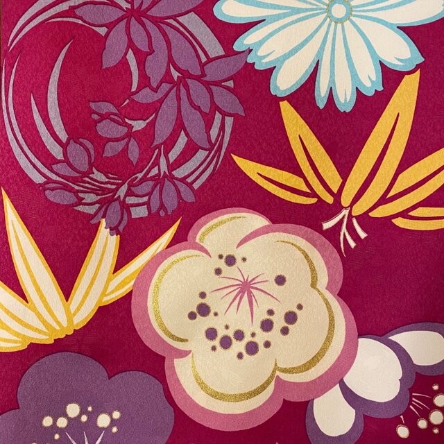 振袖 着物 ロングワンピース ドレス 2部式ローズ/バラ作り帯 リメイク