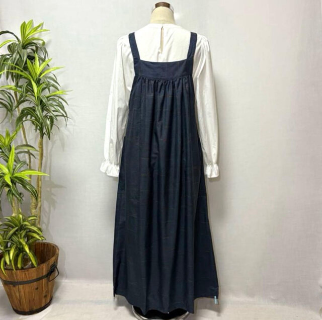 着物リメイク 大島紬ジャンパースカート ゆったり フリーサイズ