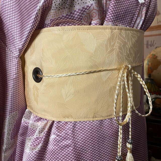 着物リメイク ワンピース ドレス ミニミディ 洗える 化繊 帯 和洋折衷