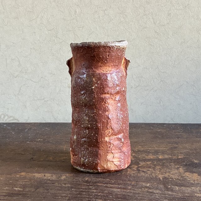 自然釉花入 花器 信楽 穴窯 薪窯 窯変 緋色 焼き締め フラワーベース 自然釉花入 花器 信楽 穴窯 薪窯 窯変 緋色 焼き締め フラワー