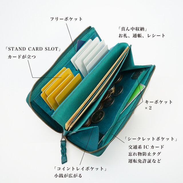 送料無料] 速い小さい薄い長財布「1秒財布®︎」カードが立つ、お札が