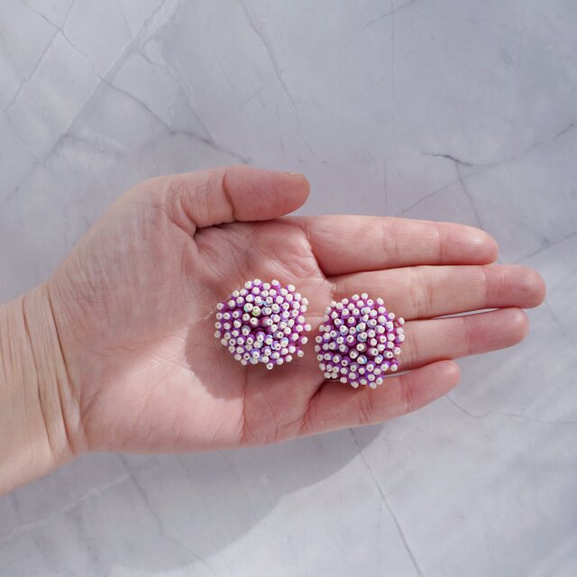 おゃべりなピアス・イヤリング64｜ビーズ刺繍×ピンク×大ぶり×選べる