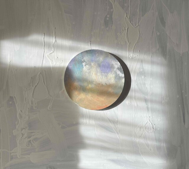 油彩 絵画 『空』丸形アートパネル 直径20cmインテリア 絵画 原画 絵画 『 Aphrodite』空 油彩・原画・丸形アートパネル 直径25cm