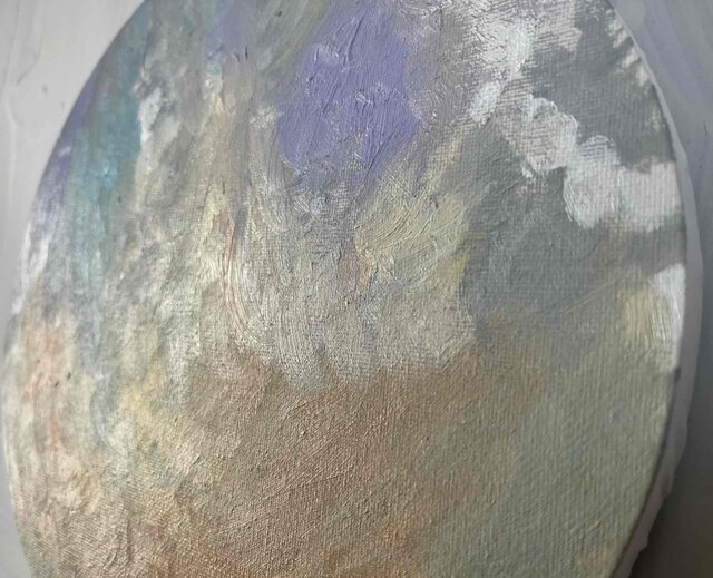 絵画 『 Aphrodite』空 油彩・原画・丸形アートパネル 直径25cm