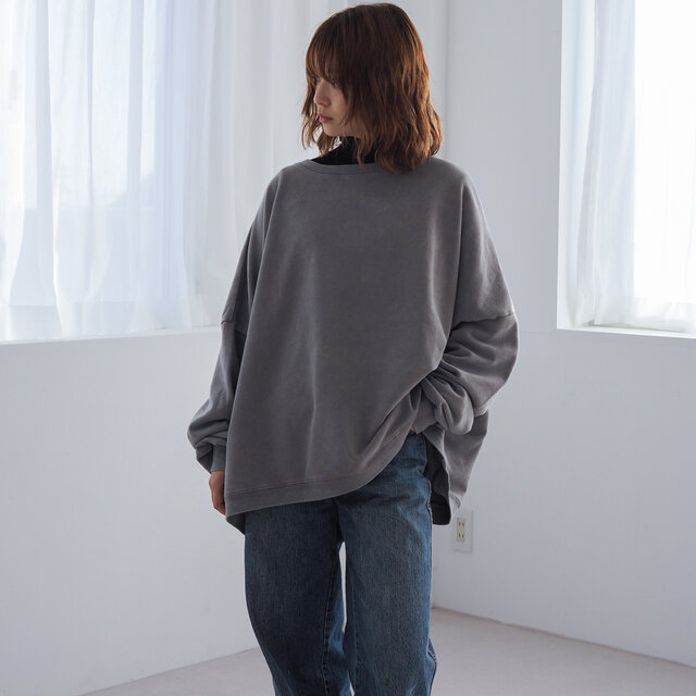 SHAREEF グレー 長袖 トレーナー デニム風 ピグメント オーバーサイズスウェット グレー | iichi 日々の暮らしを
