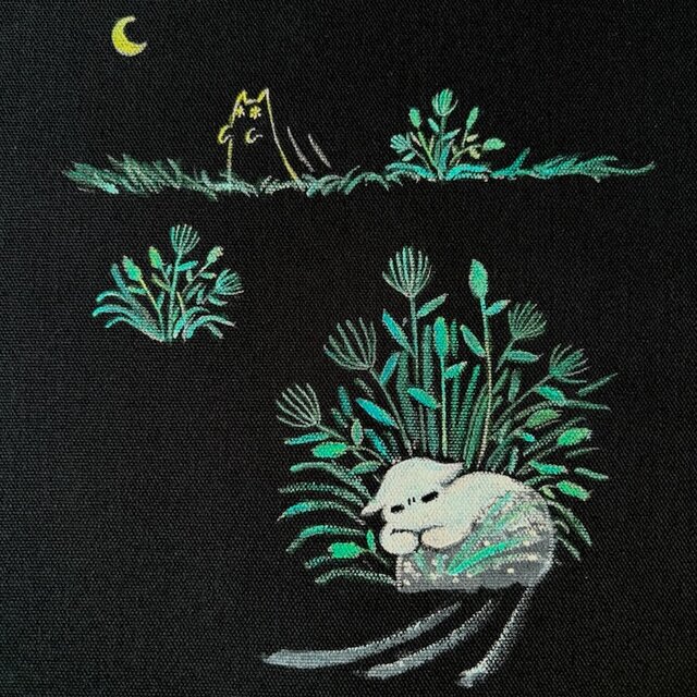 絵本と原画セット 絵本「猫木霊と黒猫木霊」 徳島洋子作品 原画