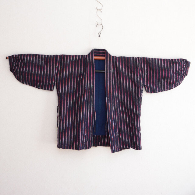 生地たっぷり♪ビンテージモスリンの襦袢　着物　野良着　japan vintage ジャパンヴィンテージ 昭和初期〜中期 上っ張り 野良着 裏藍無地 縞