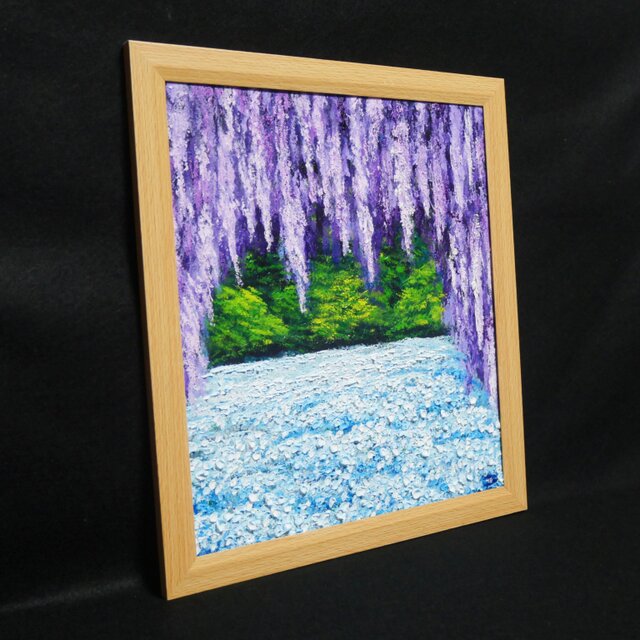 油絵 油彩 油彩画 絵 絵画 【ネモフィラと菜の花の道】 油絵 油彩 油彩画 絵画 絵【ネモフィラと菜の花の道】