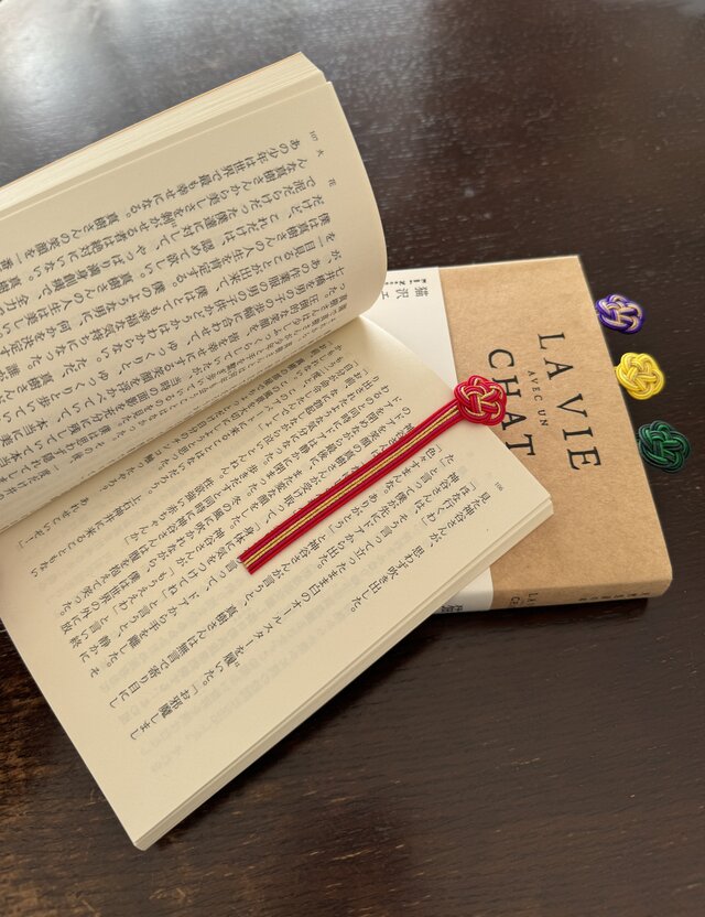 絹巻き水引梅結びのしおり・緑3本setです♪ | iichi 日々の暮らしを