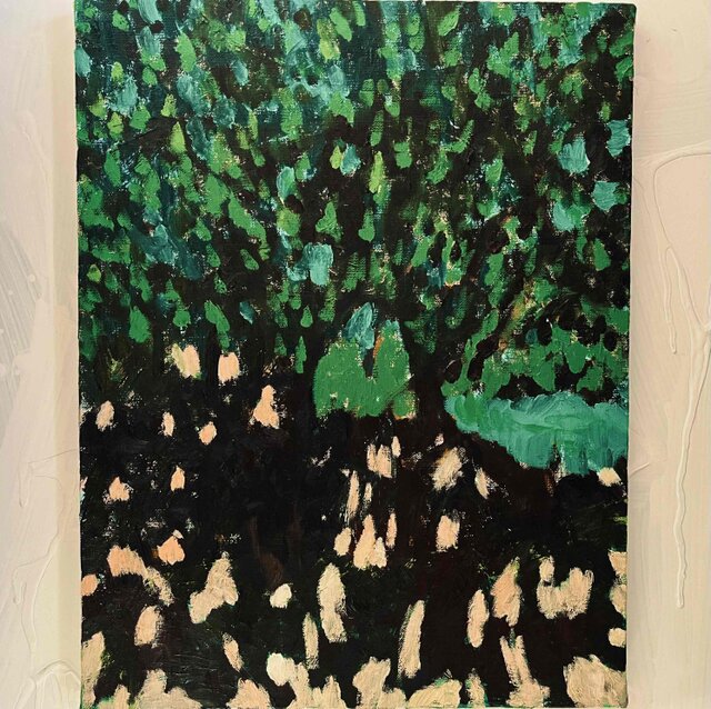 油彩画 原画「公園の木」アート 絵画 32×41㎝ F6 キャンバス | iichi