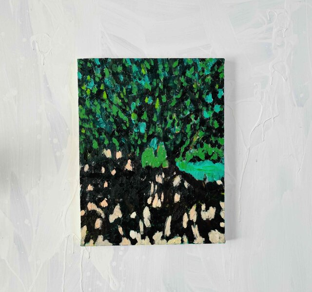 油彩画 原画「公園の木」アート 絵画 32×41㎝ F6 キャンバス | iichi