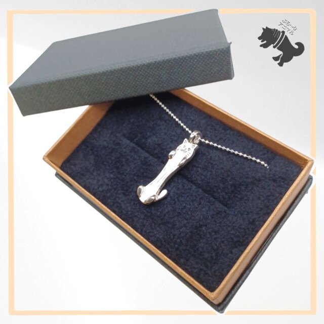 のび～るネコ シルバーネックレス ねこ ネコ 猫 キャット にゃんこ