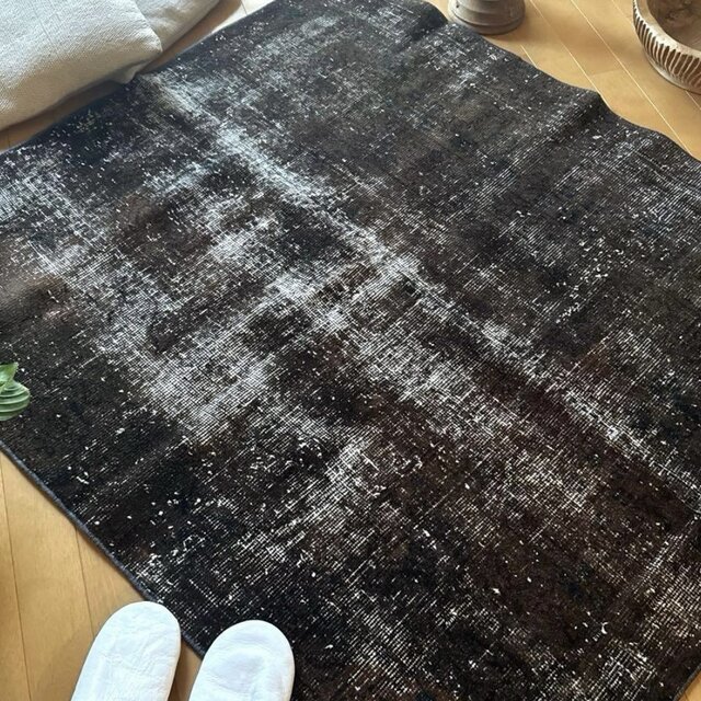 109.5×124 正方形 こげ茶ブラック 擦れシャビー トルコヴィンテージ