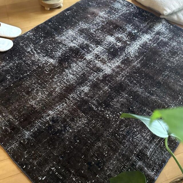 109.5×124 正方形 こげ茶ブラック 擦れシャビー トルコヴィンテージ