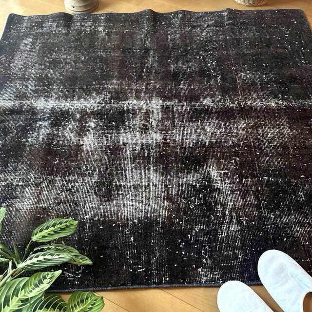 109.5×124 正方形 こげ茶ブラック 擦れシャビー トルコヴィンテージ