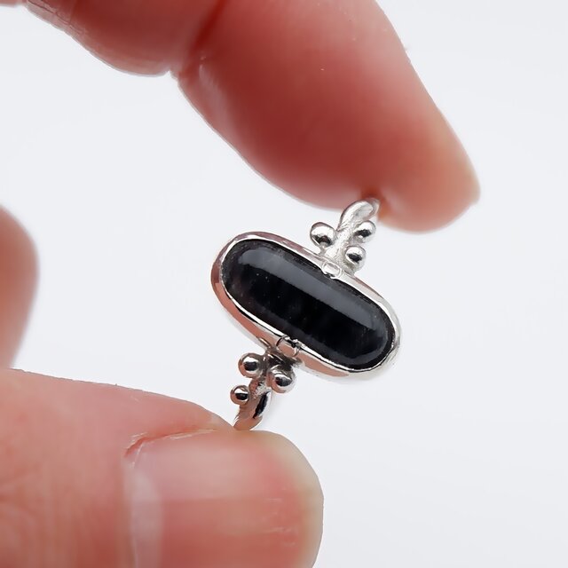 北海道 士幌町産 十勝石の粒飾りリング1 12号 天然石アクセサリー