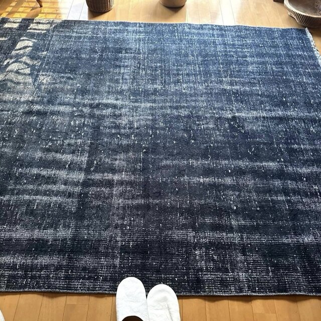超大判161×261 レア藍色ブルー オーバーダイ トルコヴィンテージラグ