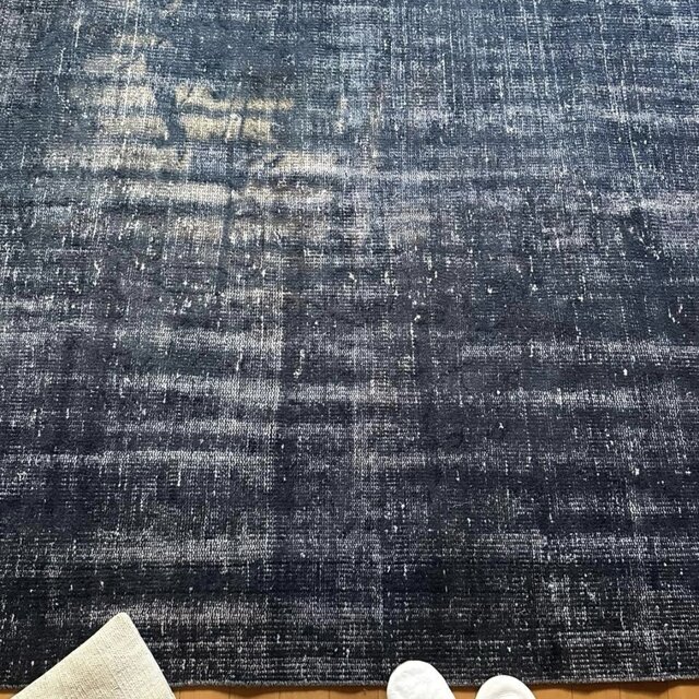超大判161×261 レア藍色ブルー オーバーダイ トルコヴィンテージラグ