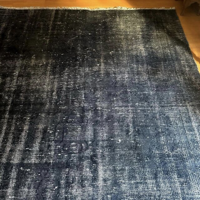 超大判161×261 レア藍色ブルー オーバーダイ トルコヴィンテージラグ