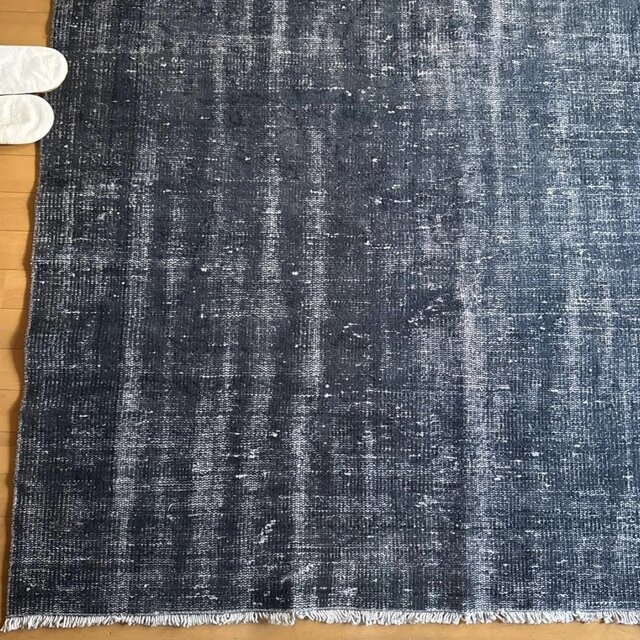 超大判161×261 レア藍色ブルー オーバーダイ トルコヴィンテージラグ