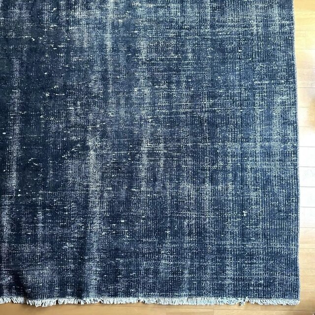 超大判161×261 レア藍色ブルー オーバーダイ トルコヴィンテージラグ