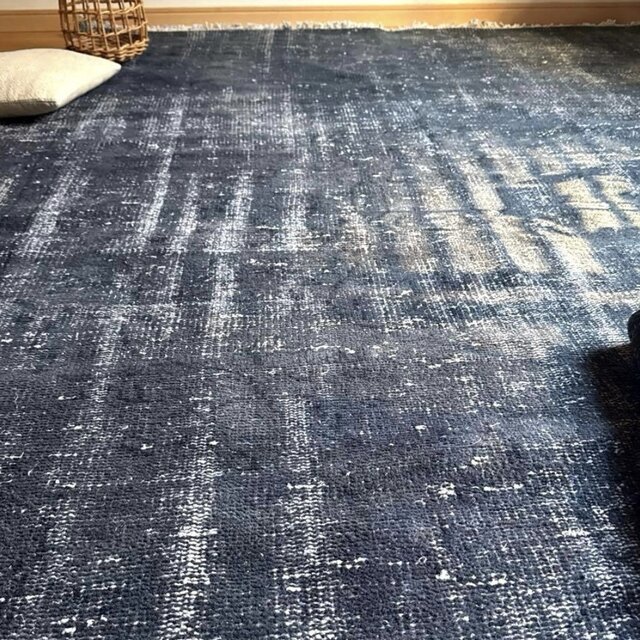 超大判161×261 レア藍色ブルー オーバーダイ トルコヴィンテージラグ