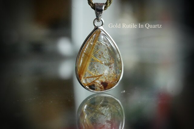 金針☆高品質☆ゴールドルチルクォーツ マクラメネックレス2046