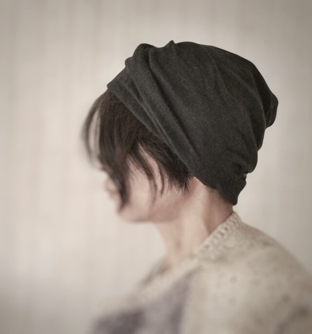 ターバンなヘアバンド&ネックウォーマー ウールニットネイビー | iichi