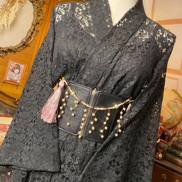 帯飾り 天然石 和洋折衷 和ロリータ ハンドメイド アクセサリー  幸運のアベンチュリンと金装飾が結ぶ、和のラグジュアリー Q-6 帯飾り 天然石 和洋折衷 和ロリータ ハンドメイド アクセサリー 幸運の