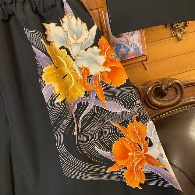 黒留袖 着物 リメイク ワンピース ドレス 和洋折衷 洗える 化繊 凛麗 黒留袖 着物 リメイク ワンピース ドレス 和洋折衷 洗える 化繊 凛麗