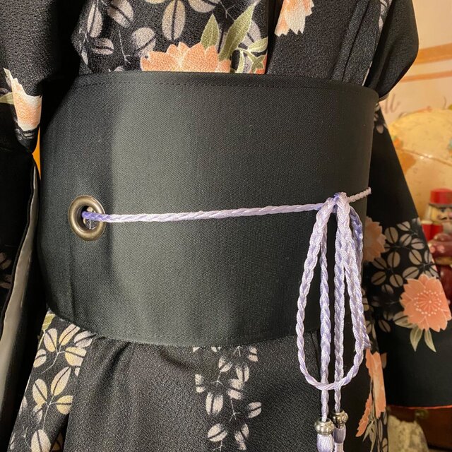 着物リメイク ワンピース ドレス ロング 洗える 化繊 帯サッシュベルト 和洋折衷 レトロ 古着 ハンドメイド 漆黒のストライプ小町・四季の彩り KW-1225 着物リメイク ワンピース ドレス ロング 洗える 化繊 帯 和洋折衷 漆黒