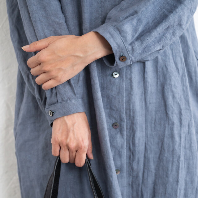 定価¥20900 ichi コットンリネン2wayワンピース ブルー 新品 大人の日常を彩る上質リネン ✦ 2wayシャツワンピース 心地よく纏う