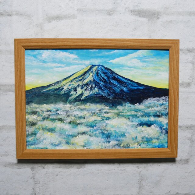 油絵【朝の富士山】（A4サイズ 原画）油彩画 絵画 風景画 富士山