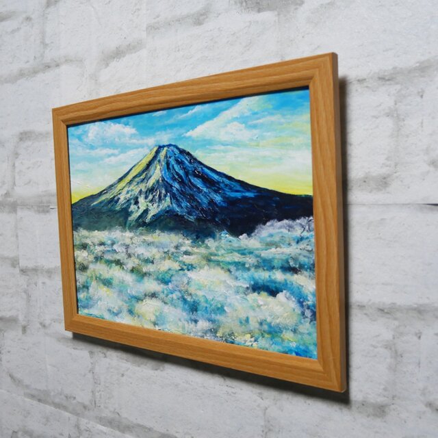 油絵【朝の富士山】（A4サイズ 原画）油彩画 絵画 風景画 富士山