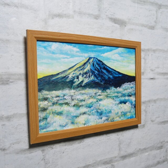油絵【朝の富士山】（A4サイズ 原画）油彩画 絵画 風景画 富士山