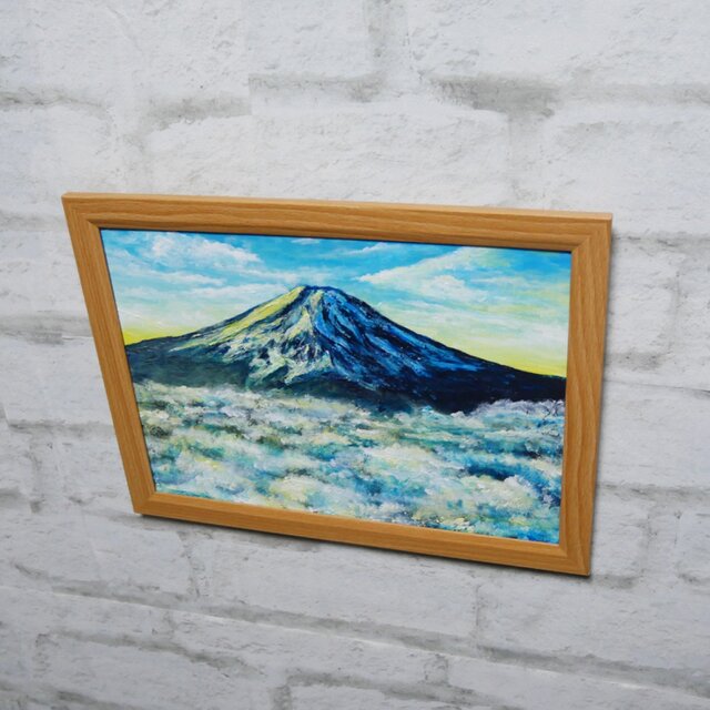 油絵【朝の富士山】（A4サイズ 原画）油彩画 絵画 風景画 富士山