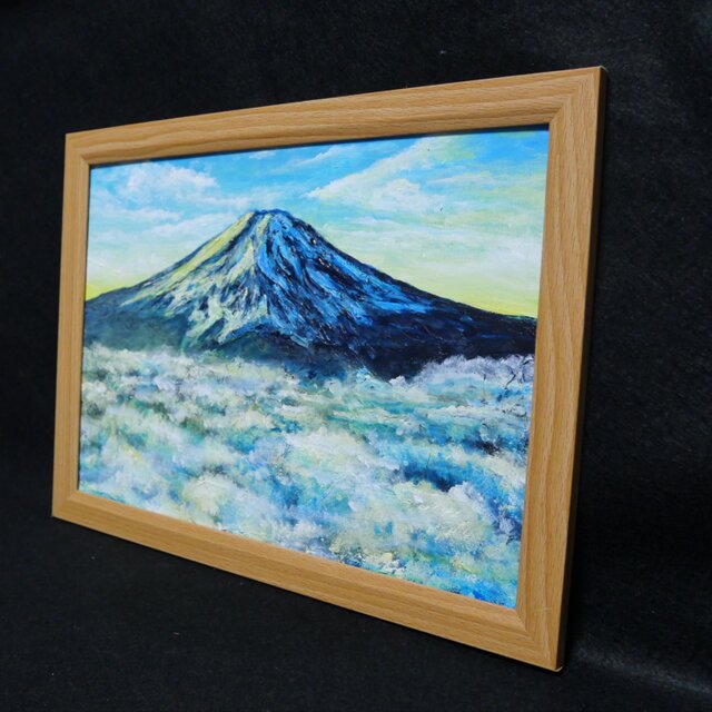 油絵【朝の富士山】（A4サイズ 原画）油彩画 絵画 風景画 富士山